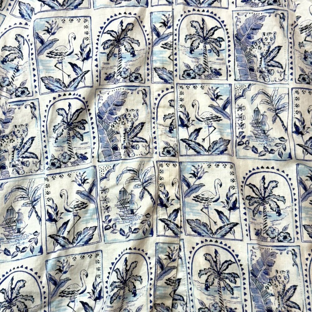 C&C California Linen Tropical Print Midi Shirt Dress Nordstrom Size Large - Picture 5 of 8